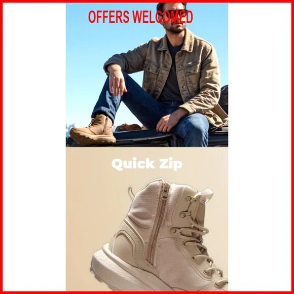 Men's Military Tactical Boots Lightweight Side Zipper Comfort Work Hiking